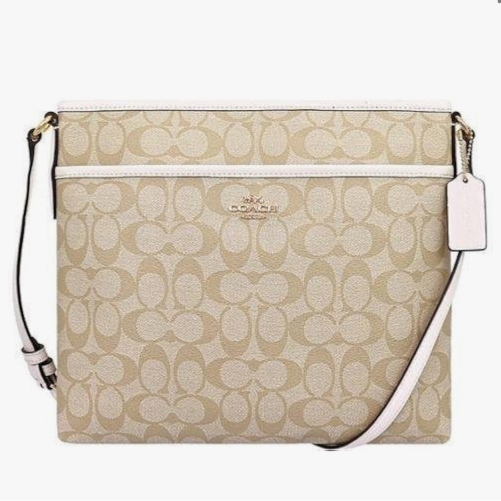 Coach Women's Signature File Crossbody Bag Cream